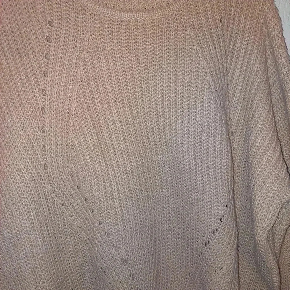 HYFVE That Look Pointelle Knit Tan Sweater Size Medium - Picture 3 of 6